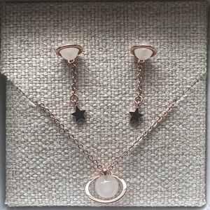 BNIB Saturn Necklace & Earring Set